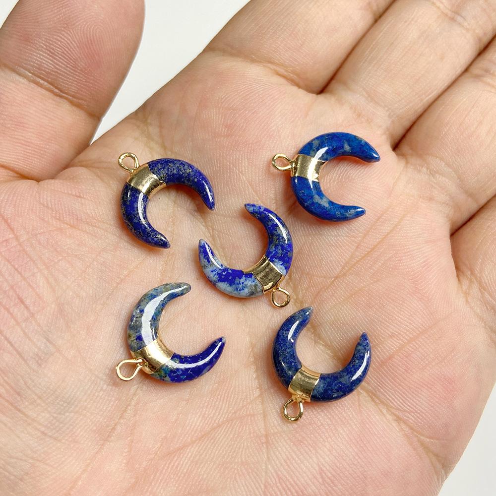 Natural Blue Lapis Lazuli Connector Charms Pendant Stone Warter Drop Teardrop Heart Pendants Charm For Jewelry Making Necklaces