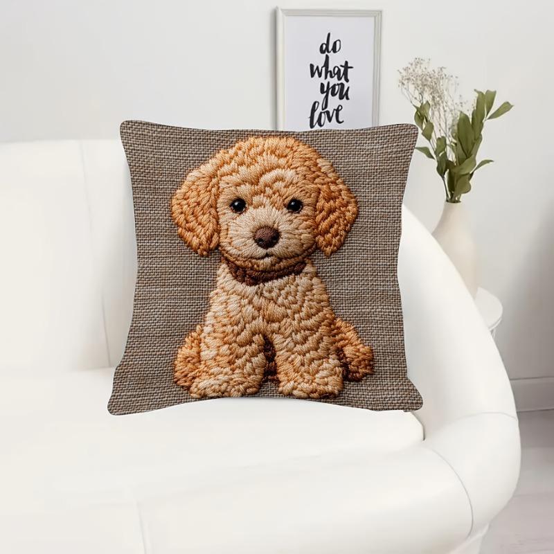 Golden Poodle Design Cushion Covers Chair Living Room Pillowcase Cozy Zipper Sofa Pillow Covers Bedroom Indoor H Ome Decor