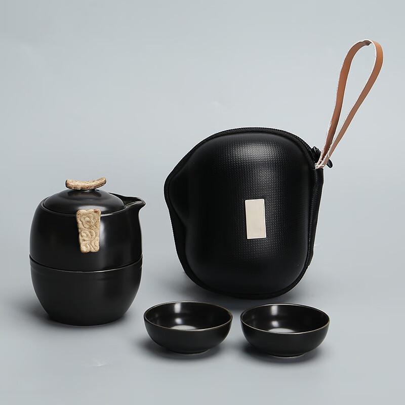 Auspicious Cloud Ceramic Travel Tea Set (1 Pot, 3 Cups)