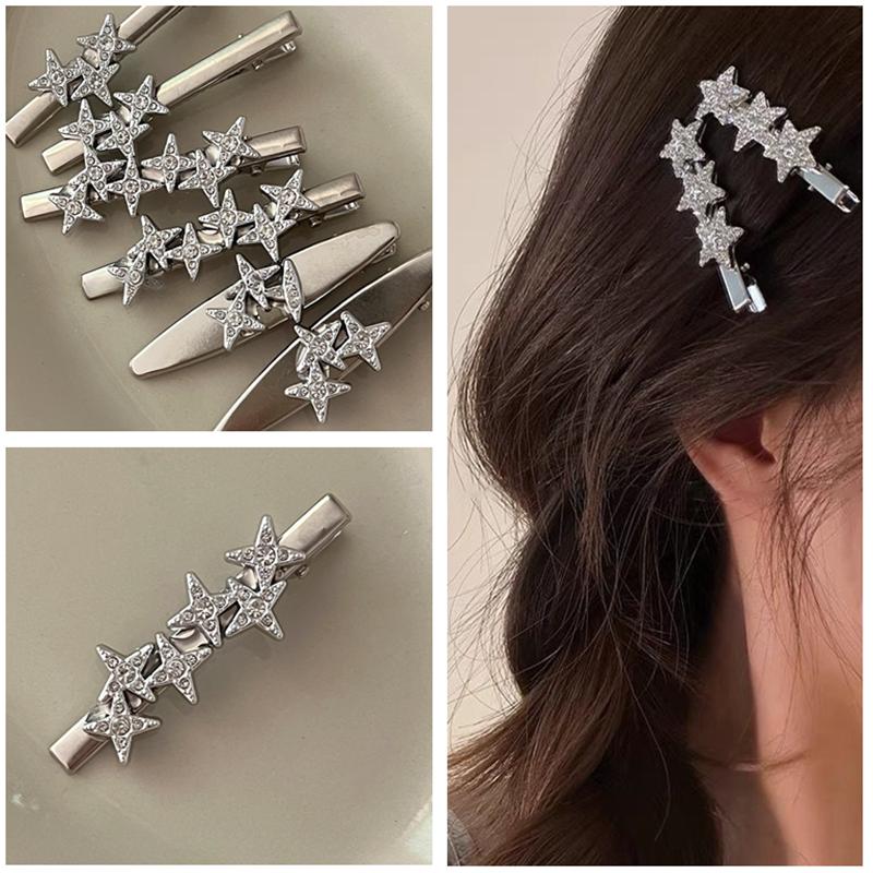 Strass Stern Y2k Haarnadeln Vintage Elegant Strass Silber Haar Seitenclips für Frauen Mädchen Süße Haarspangen Haarschmuck