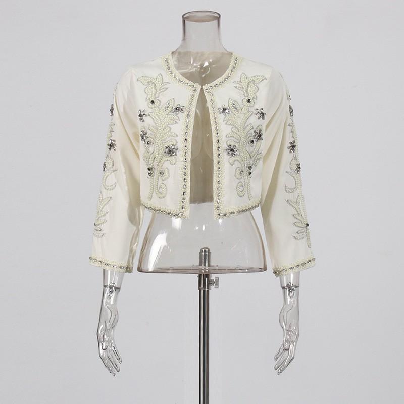 Retro Palace Heavy Industry Diamond-encrusted Two-piece Embroidery Coat Slim Sleeveless Dress Suit Women's