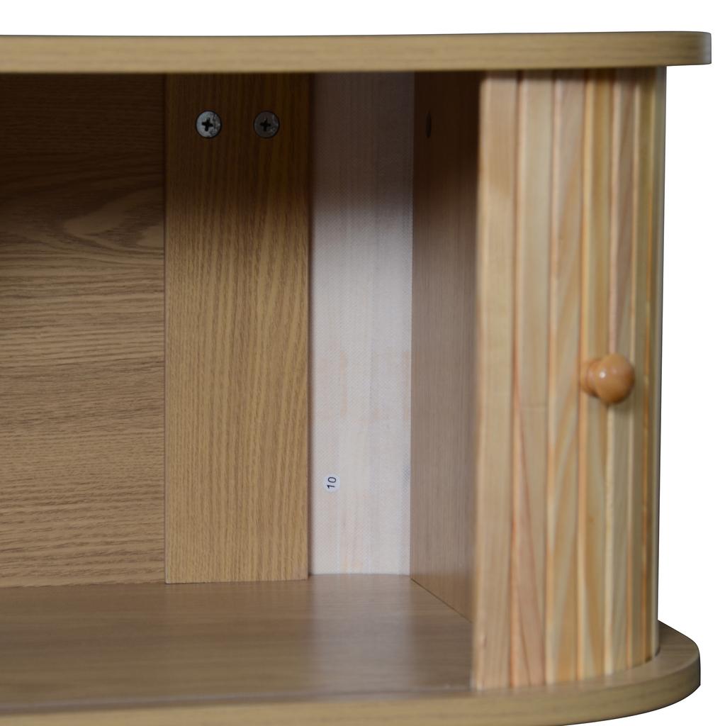TV Cabinet - Natural Wood Blend TV Cabinet with Doors and Drawers. TV Stand with Rattan Sides. Storage Solution, Natural Country Style