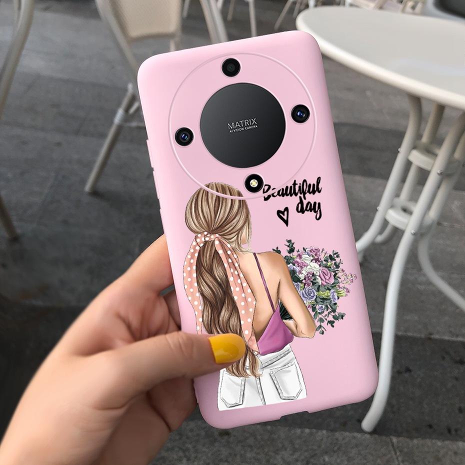 For Honor X9a Fashion Feather Cloud Pattern Phone Case For Honor X9a 5G X 9a ROM-NX1 Candy Color Soft Silicone TPU Back Cover