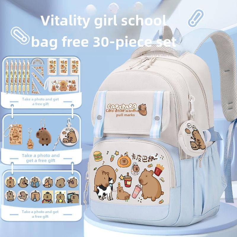 2024 Capybara Girls' Backpack: Stylish, Spacious & Perfect for Grades 1-6