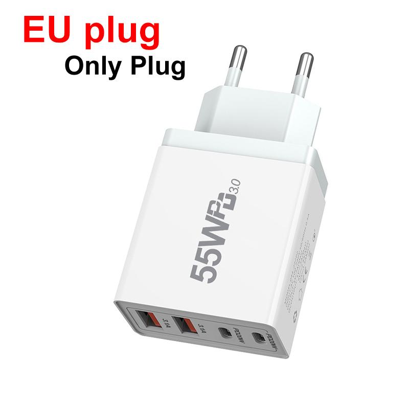 

Вилка ЕС/США/Великобритании/Австралии USB Зарядное устройство Quick Charge 3.0 для телефона Адаптер для iPhone 13 Pro Max Портативное настенное зарядное устройство Быстрое зарядное устройство type c EU plug--55W
