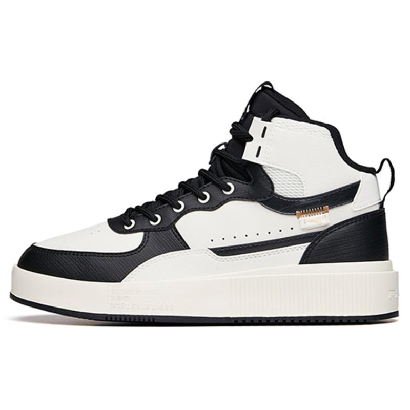 Anta Life Collection Wear-Resistant High-Top Skateboard Shoes Women's White Black Sneakers 922138011-6