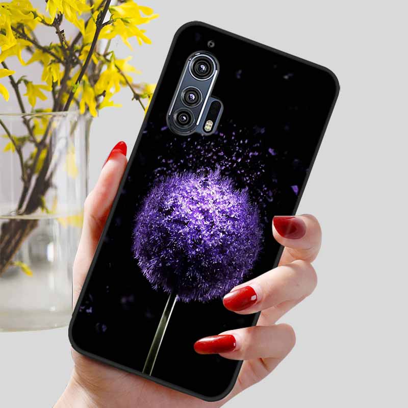 For Moto Edge Plus 2020 Case 6.7'' Flowers Soft TPU Beautiful Phone Cases for Motorola Edge+ 2020 Protect Silicon Bumper Cover