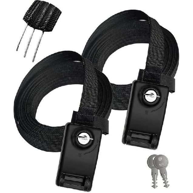 Lovinouse 2025 Upgraded 2 Pack Lockable Tie Down Strap, with 3 Stainless Steel Cables, for Lashing Locking Kayak, Bike, Surfboard, 10 Feet Each