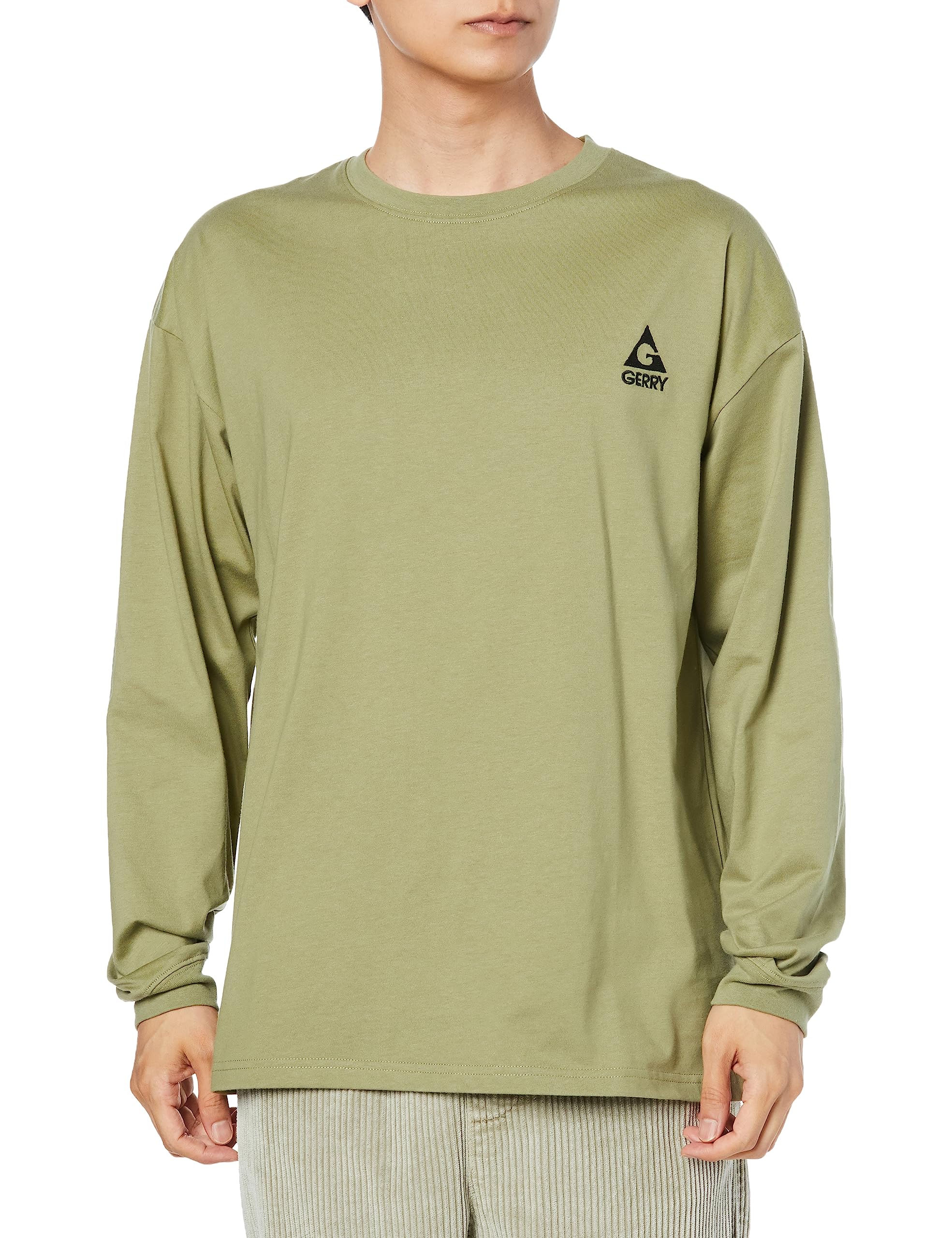 

Improbes Gerry Men s Long Sleeve One-Point Logo Embroidered T-Shirt, Khaki, 41703
