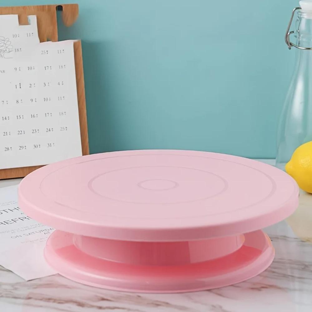 Plastic Cake Turntable White Round Cake Revolving Spinner Stand for Baking Cupcake Cookie Muffin Baking Supplies Accessories