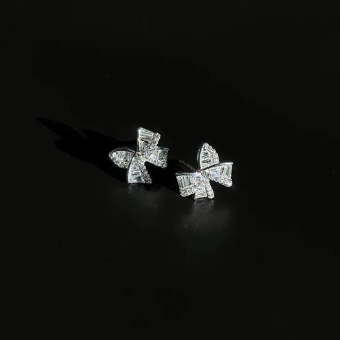 [925silver] Mirror Crystal Ribbon Earring