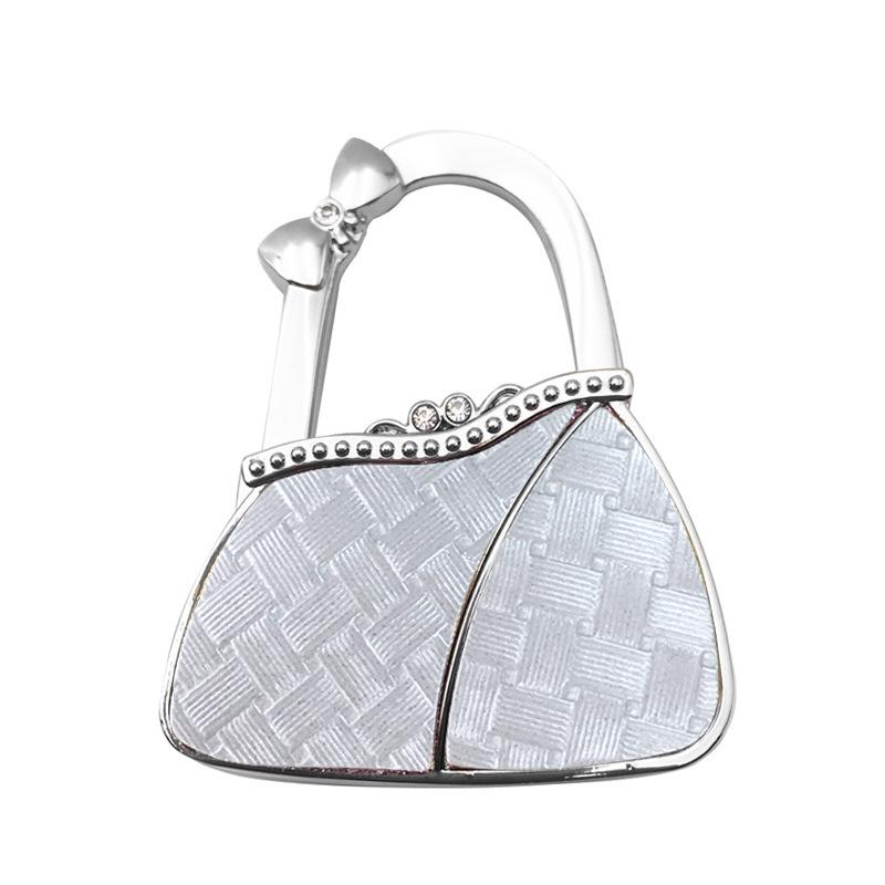 In Stock: New Style Dual-Diamond Folding Portable Metal Handbag Hook & Desktop Stand