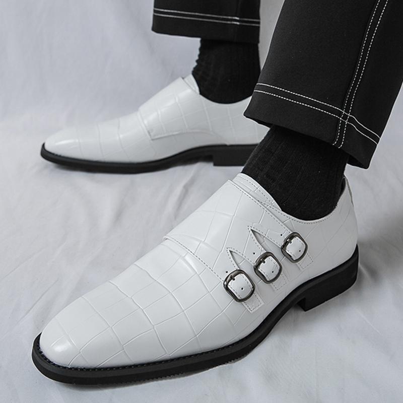 New Britain Fashion Pointed Belt Buckle All Match Shoes For Men Casual Monk Strap Loafers Formal Dress Footwear