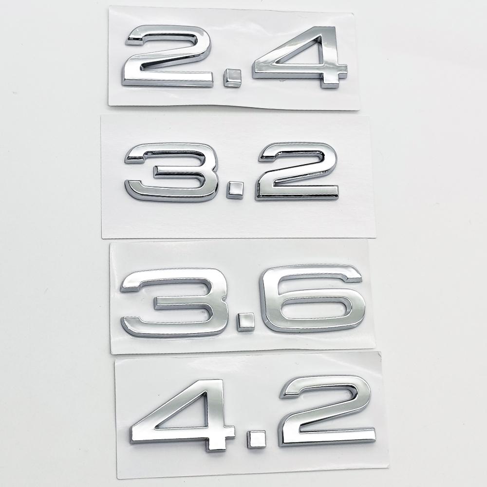 3D ABS Car Sticker Chrome Black Letters 2.4 3.2 3.6 4.2 Logo Emblem Trunk Badge for qaz19 A3 A4 A5 A6 A7 A8 Q3 Q5 Q7 Accessories