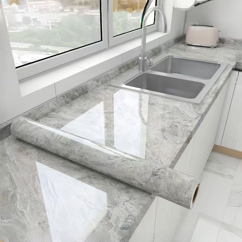 Thickened Faux Marble Kitchen Sticker – Waterproof, Oil-Proof, and Heat-Resistant Wallpaper for Stovetops