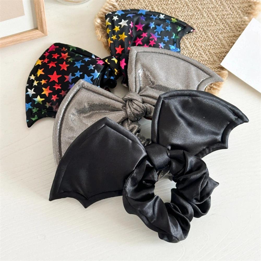 Elegant Halloween Hair Bow Gothic Spider Web Hair Tie Portable Bat Scrunchie  Masquerades