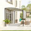 3 X 2.5m Patio Metal Gazebo Door Window Awning Wall Mount Canopy Outdoor Sunshade with Extended Shelter Cream White
