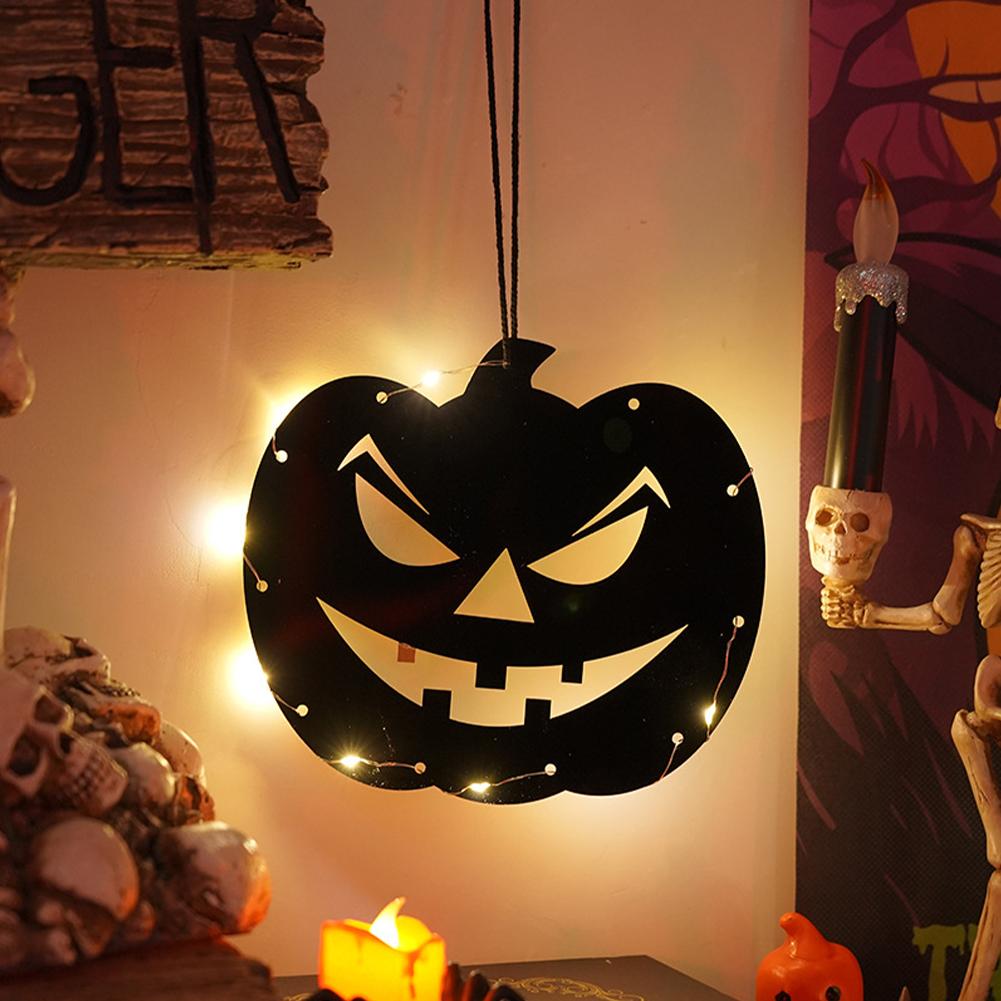 Halloween LED Lights with Hanging Rope Battery-Powered Ghost Pumpkin Hanging Party Lights for Shop/Home/Yard Windows for Indoor/Outdoor