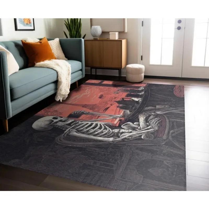 Artistic Sketch Print Coffee Mat Minimalist Line Art Kitchen Rug with Coffee Cup Design Elegant and Simple Non-Slip Floor Decor