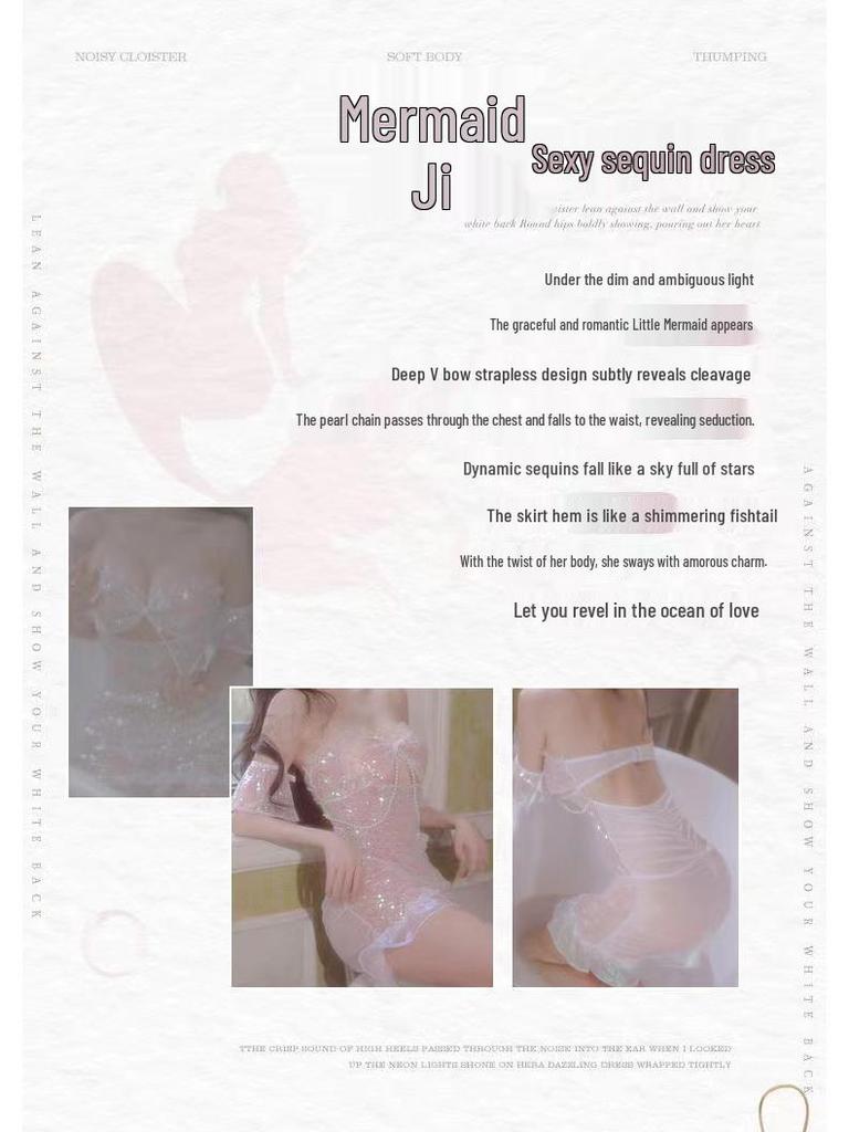 Mermaid Fairy Sweet Lingerie Dress: Bust-Enhancing Sleepwear for Women