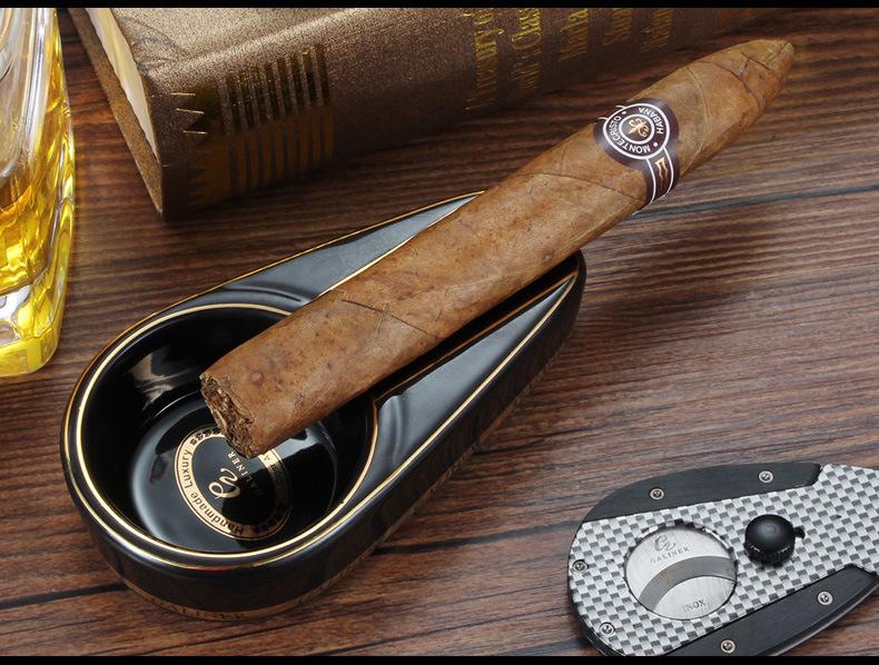 Portable Ceramic Cigar Ashtray with Single Slot