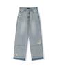 Ledeoli Unfolded Damaged Washed Denim Pants [Light Blue]