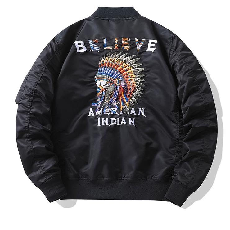 Veste de pilote de l'armée de l'air MA1 de marque Tide, veste d'uniforme de baseball brodée en coton épais, veste d'hiver rembourrée en coton FUN212 [East Rain]