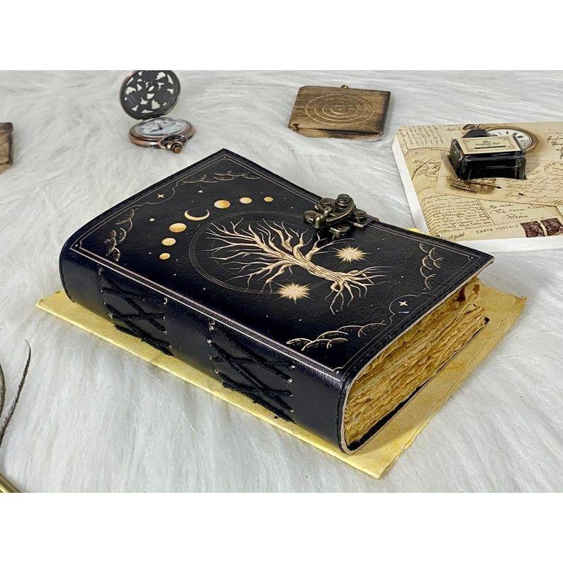 Leather Journal Tree of Life - Genuine Leather Notebooks For Women - Beautiful Journal For Sketches Book Traveling Book Blank Spell Book