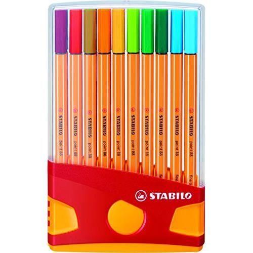 Stylos Fineliner - STABILO - Point 88 - 20 Couleurs - 0.4 mm - Étui en plastique