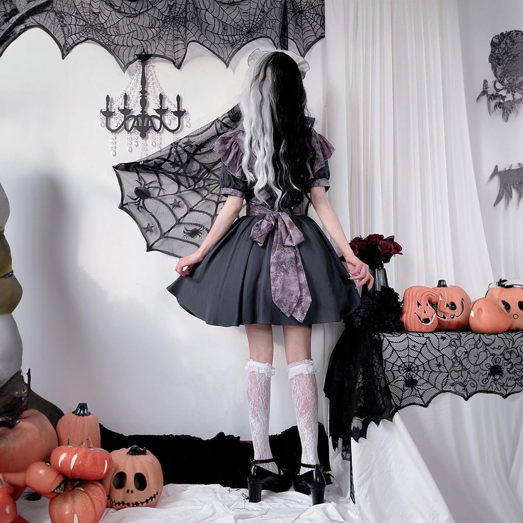Milky Time Damen Lolita Dienstmädchen Halloween Kostüm, Dunkelschwarz (M)
