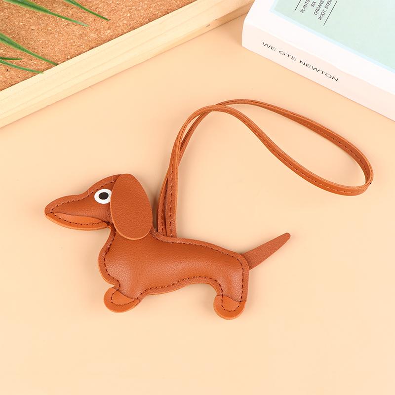 1Pc Men'S Car Dachshund Keychain Pu Leather Dog Keychains  For Women