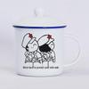Retro Ceramic Mug with Lid: Nostalgic Imitation Enamel Design, Creative Office Tea Cup.