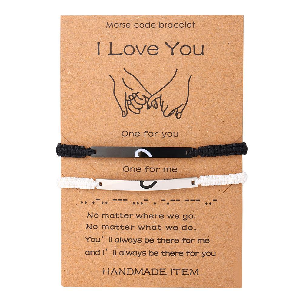 JYL TS Bracelet  Couple Heart Stainless Steel Weave Deepens Commitment 1 love you бледный аква