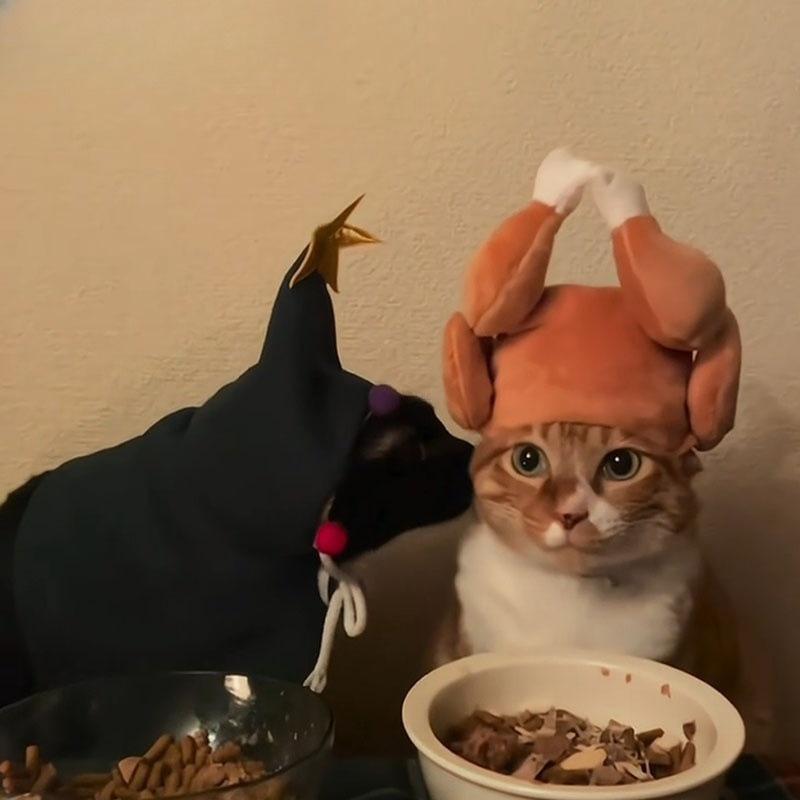 1PCS Fun Turkey Leg Pet Hat - Soft and Cozy Holiday Pet Costume for Cats and Puppies