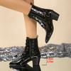 Fashion 2025 Fashion Side Zipper Design Women's Fashion Boots Spring and Autumn New Strapped Professional Sexy Pointed Hot Boots