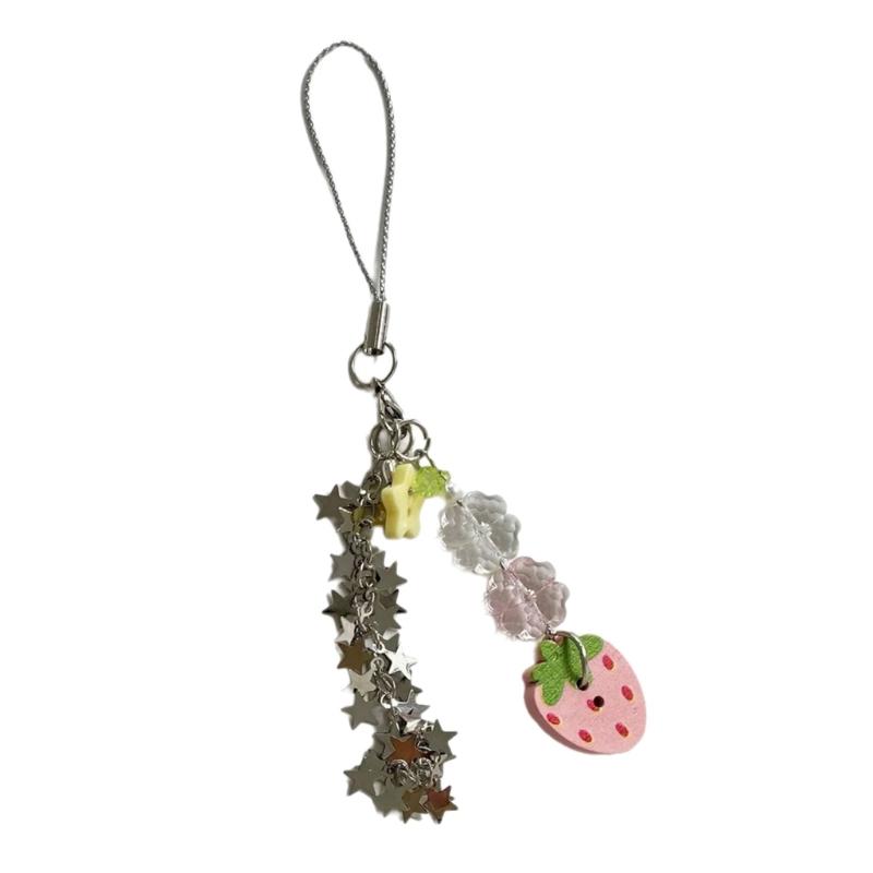 Lovely Girl Keychain Retro Star Button Charm Sturdy Alloy Pendant Hanging Ornament For Fashion Jewelry Decors