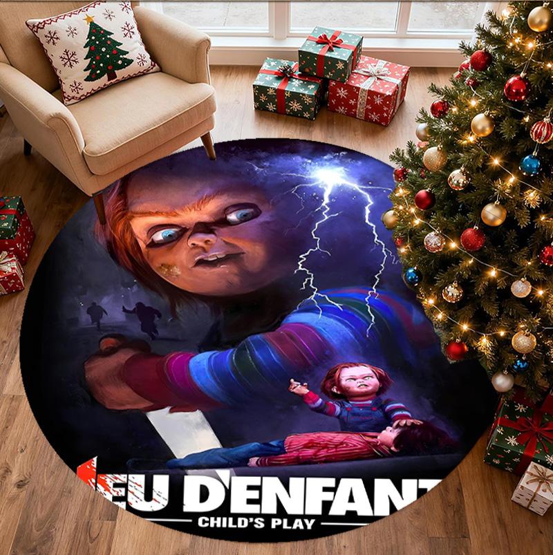 Chucky Pattern Round Rug, Indoor/Outdoor Mat, for Picnic, Gameroom, Bedroom, Office, Living Room, Home Decor Carpet, Birthday Gift