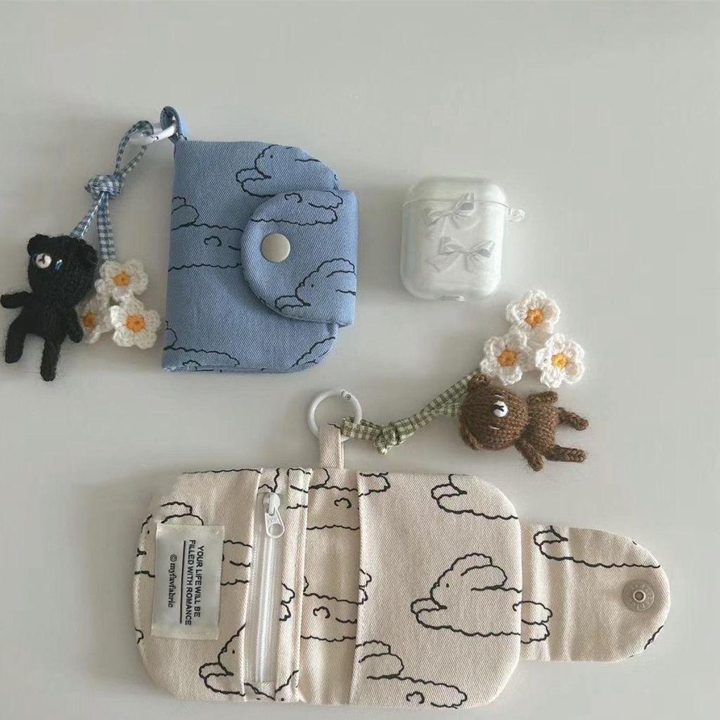 Korean Floral Daisy Multi-Layer Coin Purse & Canvas Bag