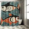 Modern Artistic Colorful Fish Pattern Waterproof Shower Curtain for Stylish Bathroom Decor, Easy Install