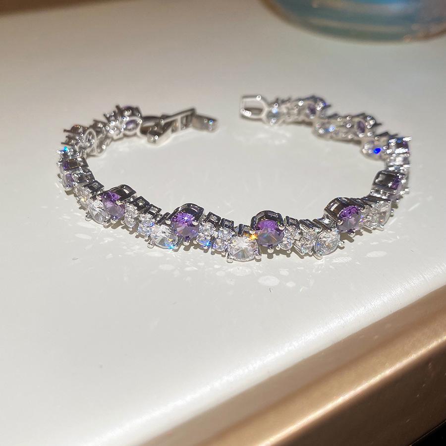 Blue Star Zirconia Hexagonal Flower Bracelet - Stylish, Versatile, and Luxurious Wrist Jewelry for Women