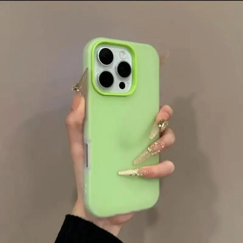 2 V 1 Luxusní Matný Gelový Cukrový Barevný Kryt na Telefon pro iPhone 16 15 14 13 12 Pro Max 15 16 Plus Nárazuvzdorný Dotek Pleti Měkký Kryt