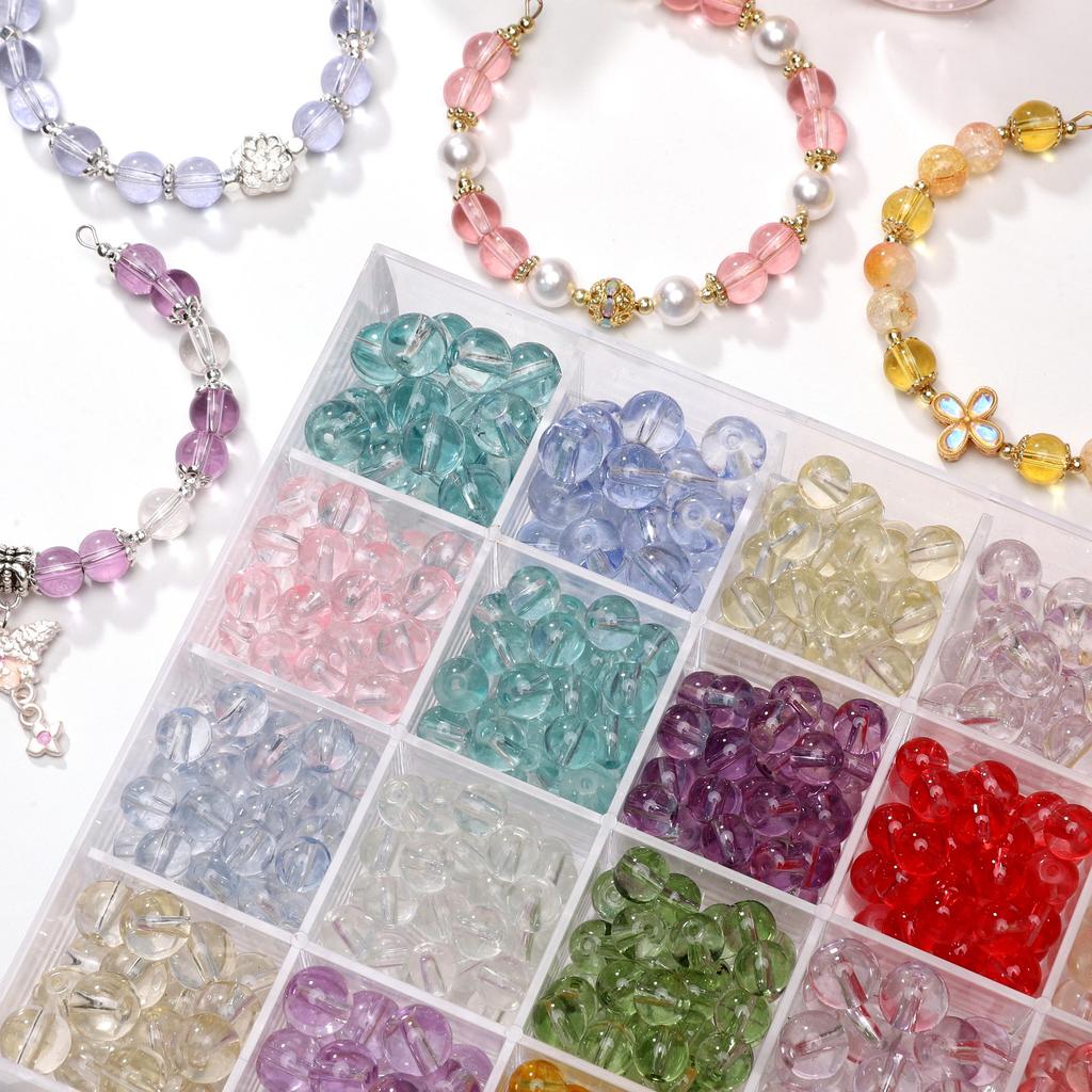 20-50Pcs High Transparency Glass Beads Loose Spacer Beads for Jewelry Making DIY Bracelet Necklace
