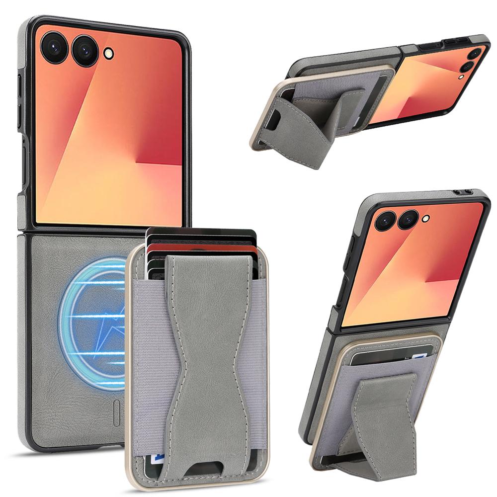 2 in 1 Magnetic Phone Case For Samsung Galaxy Z Flip 7 6 5 4 3 FE Leather Ultra Thin Bracket Card Slots Wallet Shockproof Cover