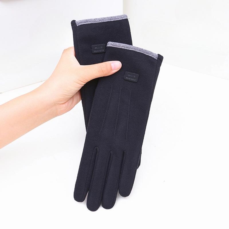 Winddichte Touchscreen-Fahrradhandschuhe: Warmer deutscher Samt, Plus-Samt, Unisex Koreanischer Stil für Herbst und Winter