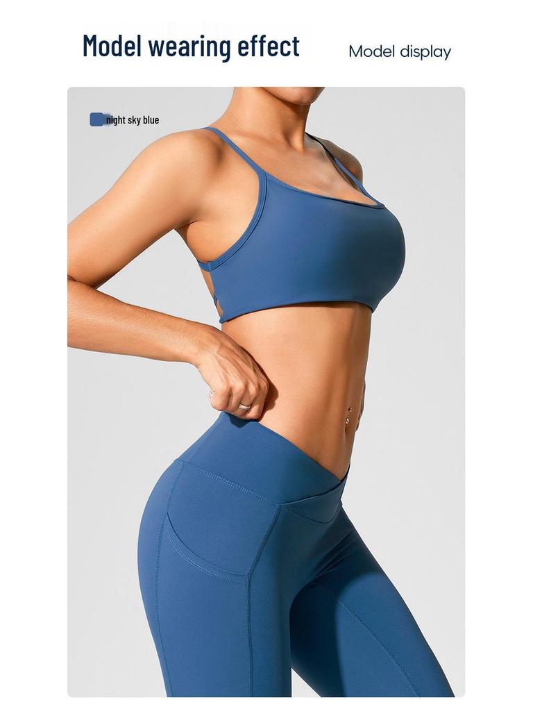 European & American Women's Yoga Clothes: Medium-Intensity Spaghetti Strap Sports Bra & Beautiful Back Camisole