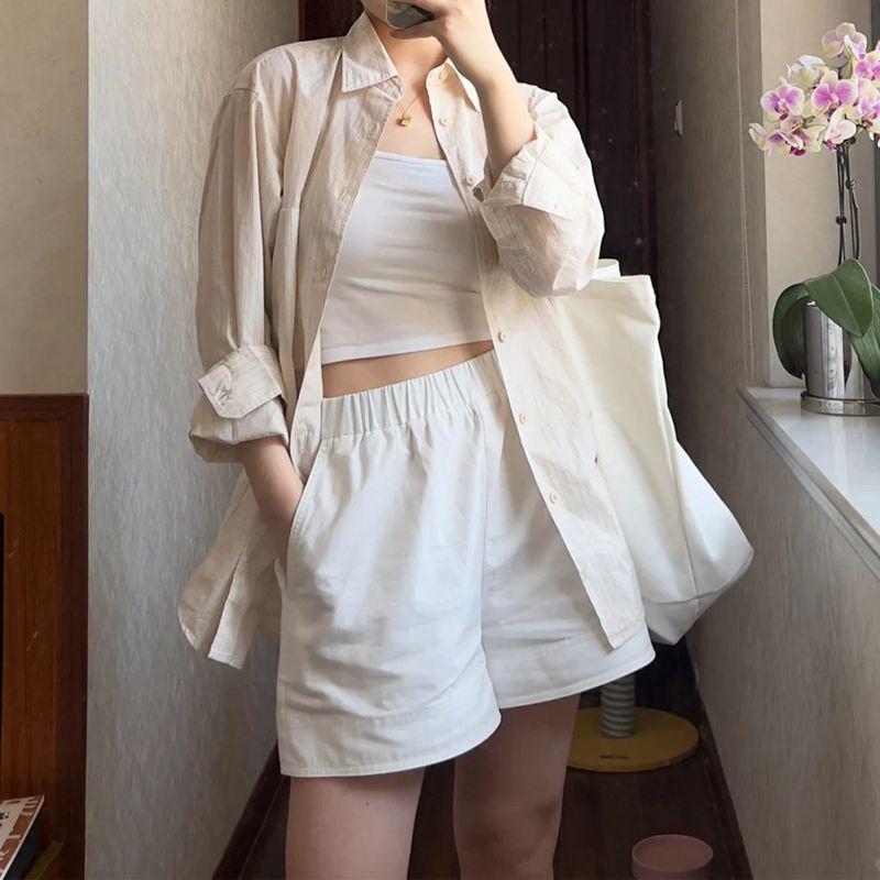 

Women s Plus Size Japanese Cotton Wide-Leg Pants - Spring/Summer Loose-Fit, Hip-Covering Casual Trousers White 684