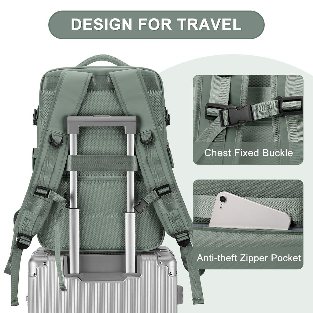 Reiserucksack, wasserdichter Handgepäck-Rucksack, Laptop-Rucksack für Damen und Herren, geeignet zum Studieren, Reisen oder Arbeiten