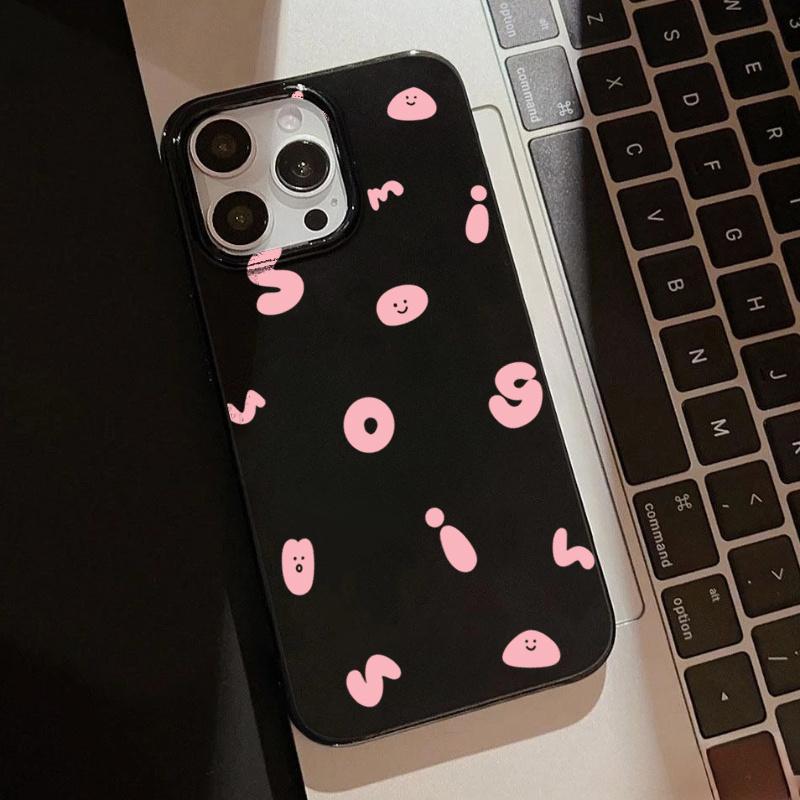 Simple Pink English Pattern Black Phone Case For iPhone 17 16E 16 15 Pro Max 14 13 12 11 Pro X XR XS 7 8 Plus Soft Back Cover