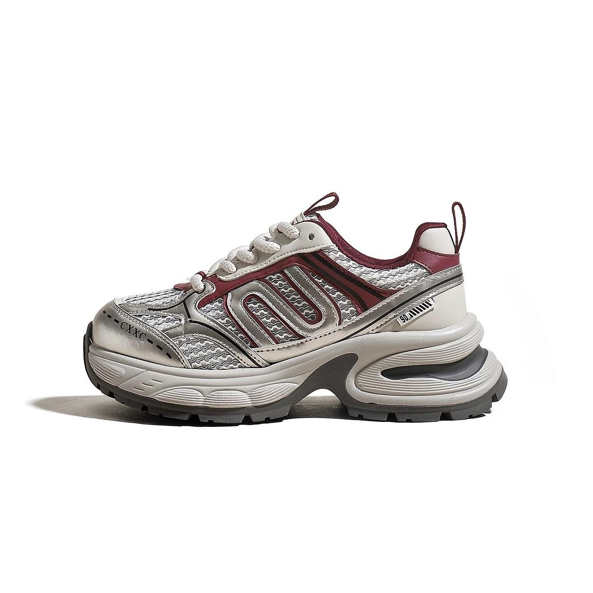 

Кроссовки Pops с толстой подошвой, женские, ранняя весна, серые, толстые, показывают ноги, маленькие, повседневные, кроссовки для бега 40 бордовый