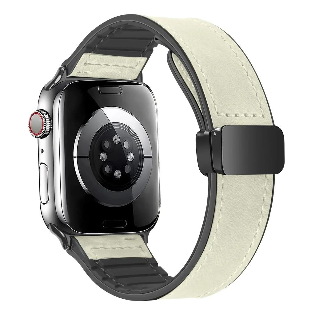 Strap for Apple Watch Band 45mm 44mm 40mm 42 41mm Ultra 49mm Leather+Silicone Bracelet Correa iWatch Series 9 8 7 6 5SE